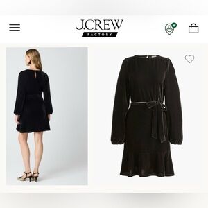 J Crew Black Velvet tie-waist mini dress